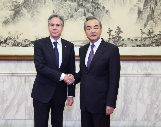 Wang Yi trifft sich mit US-Aussenminister Antony Blinken in Peking, China. EPA/XINHUA Wang Yi