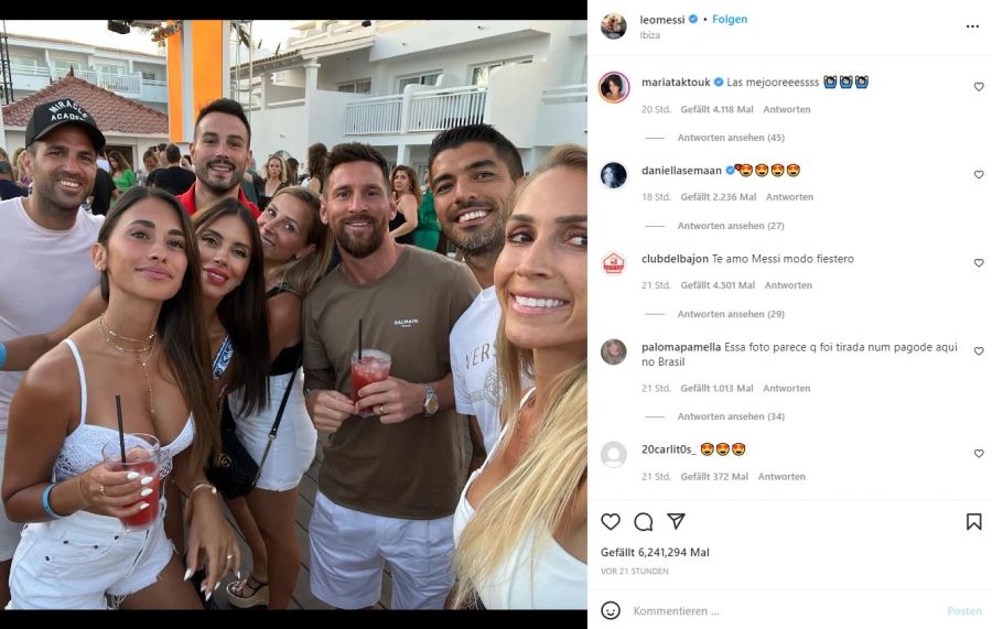 Messi amüsiert sich auf zahlreichen Partys.