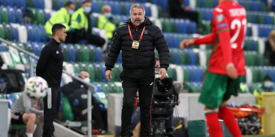 Ein Foto von Bulgariens Fussball-Nationaltrainer Jassen Petrow aus dem März 2021.