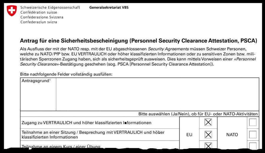 Nato EU PfP Sicherheitsprüfung