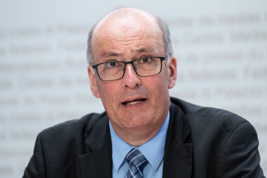 Markus Ritter, Präsident des Bauernverbands und Nationalrat (Mitte/SG), an einer Medienkonferenz zur Massentierhaltungsinitiative.