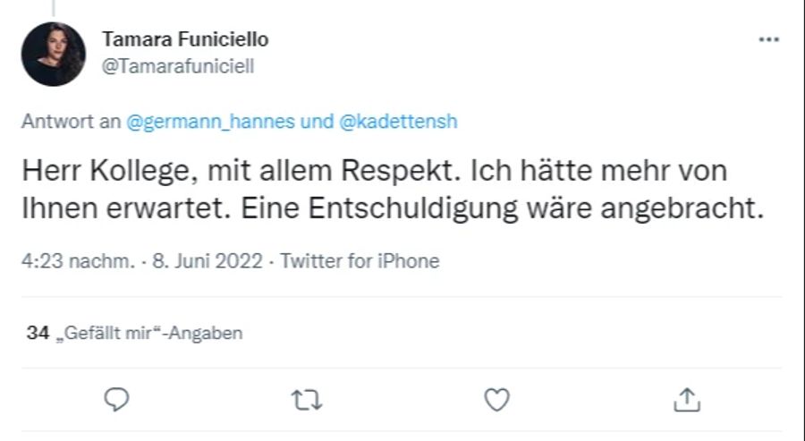 Tamara Funiciello fordert eine Entschuldigung.