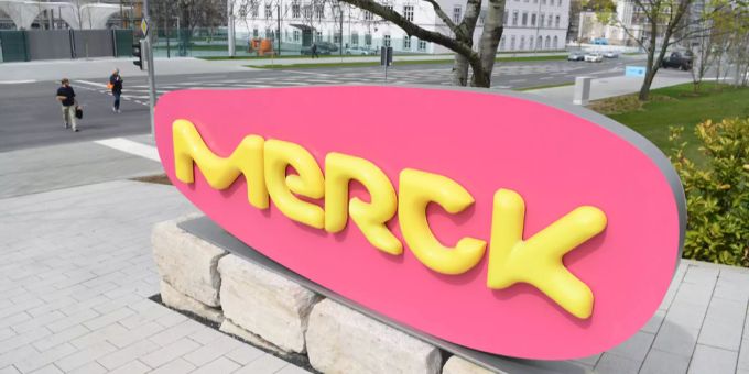 Logo der Pharma- und Chemiekonzern Merck KGaA. Merck kgaa
