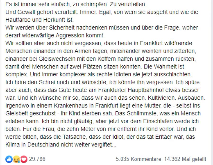 Facebook-Post von Karin Schmidt-Friderichs. (2/2)