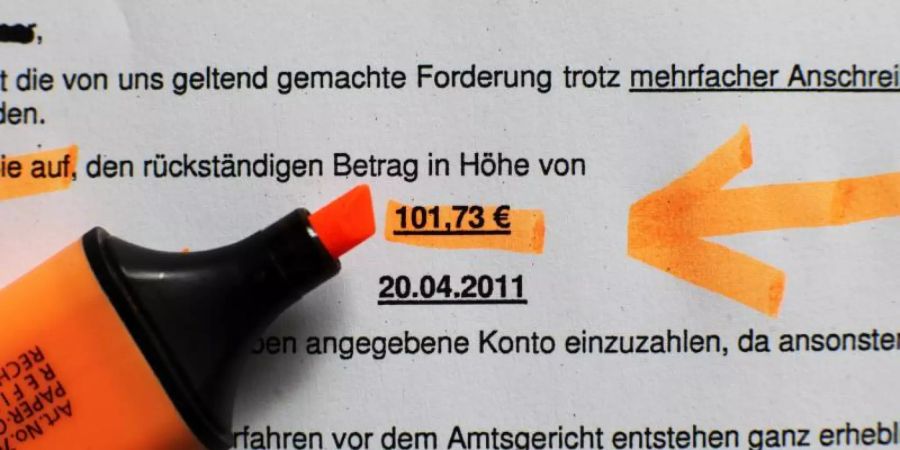 Forderungen eines Inkassounternehmens. Foto: Jens Büttner