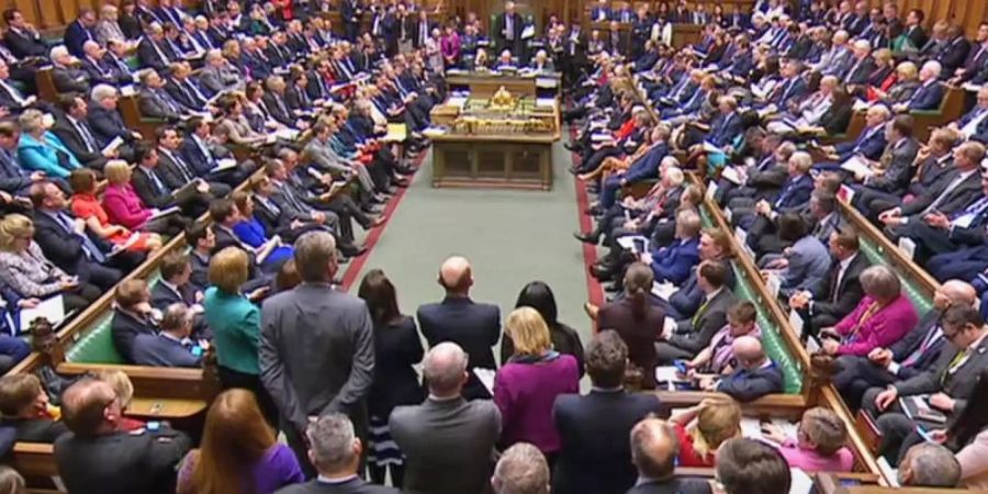 Blick auf das britische Parlament während der Fragestunde «Questions to the Prime Minister» (Fragen an die Premierministerin). Foto: House Of Commons/PA Wire