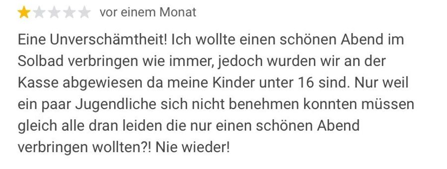 Auch ein anderer Vater ärgert sich über die Kinderfrei-Regel am Abend.