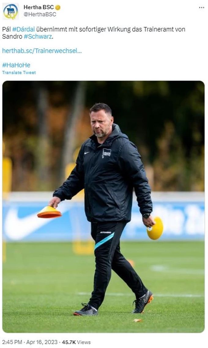 Pal Dardai übernimmt bei Hertha Berlin das Traineramt von Sandro Schwarz. Hertha Berlin