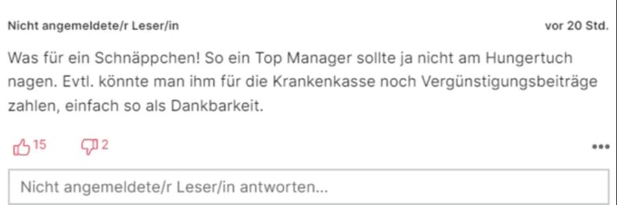 Jemand reagiert mit Ironie auf Ermottis Gehaltsankündigung.