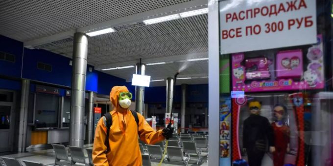 Desinfektion in Moskau Moskau Corona