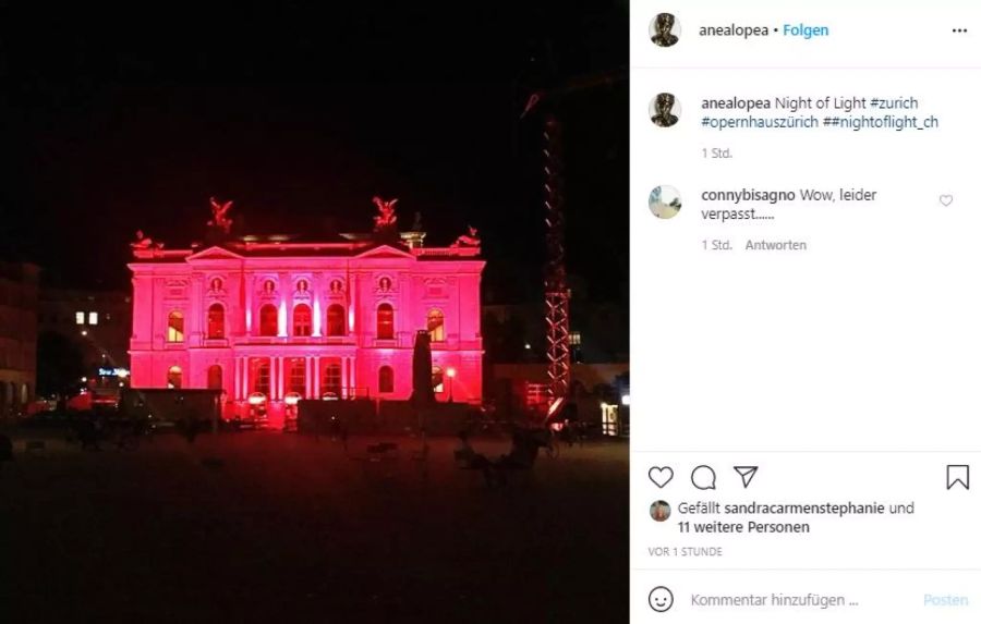 Das Opernhaus Zürich machte bei der «Night of Light»-Aktion mit.