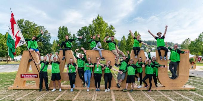 Die Turnerinnen und Turner am Eidgenössischen Turnfest 2019 in Aarau. STV Boniswil