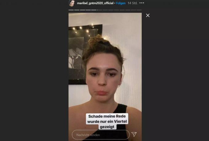 GNTM-Model Maribel ist traurig, dass ihre Rede nicht komplett ausgestrahlt wurde. GNTM