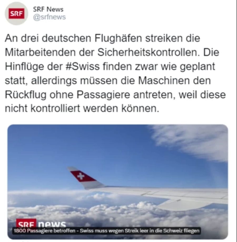 Dann sprach SRF von «Passagieren».