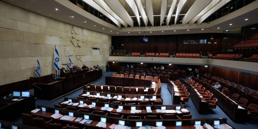 Ein Blick auf das Plenum der Knesset, Israels Parlament.