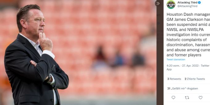 James Clarkson ist nicht mehr länger Trainer von Houston Dash. Houston Dash