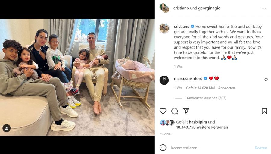 Die Familie von Ronaldo ist um ein weiteres Mitglied gewachsen.