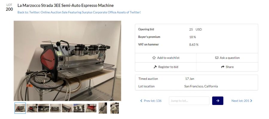 Auch auf eine Kaffemaschine, die sonst mehrere Tausend Dollar kostet, kann geboten werden.