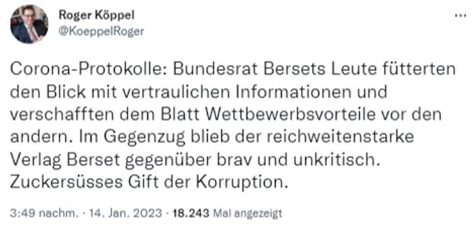 Alain Berset Köppel Tweet
