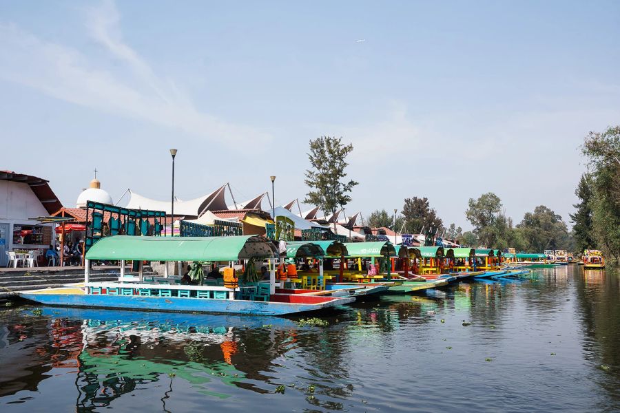 Trajineras farbenfroh Boote Xochimilco