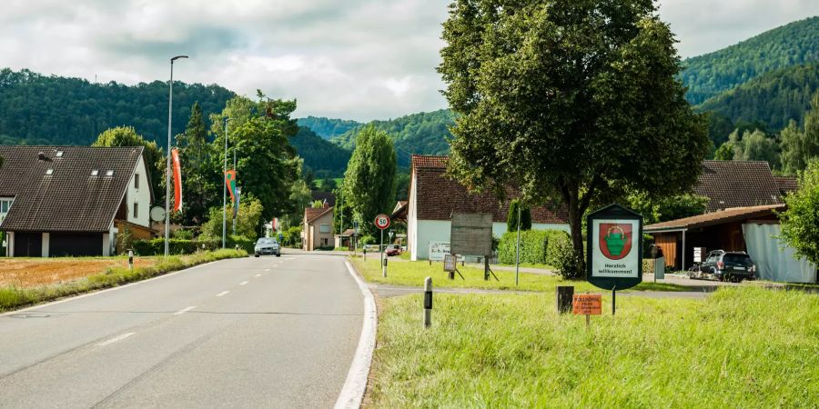 Einfahrtstrasse der Gemeinde Herznach.