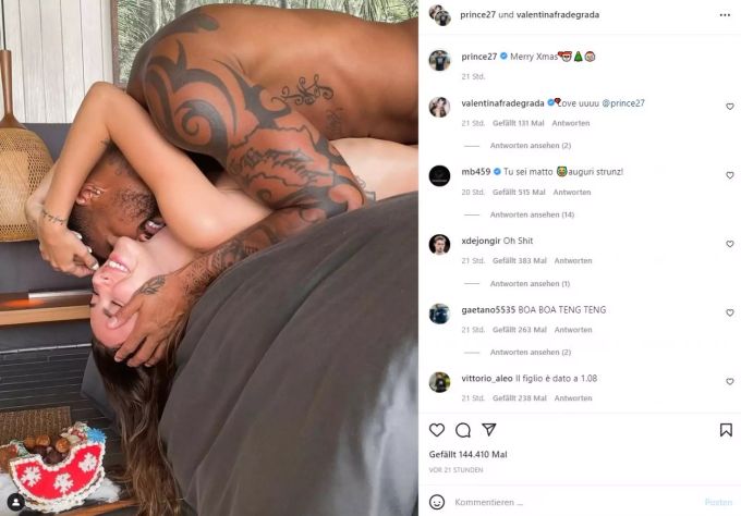 Kevin-Prince Boateng und Valentina Fradegrada wünschen «frohe Weihnachten». Kevin-Prince Boateng