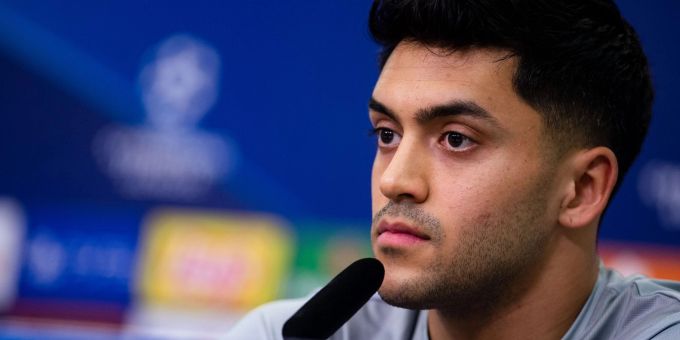 Leverkusens Nadiem Amiri spricht während einer Pressekonferenz. Leverkusens Nadiem Amiri spricht während einer Pressekonferenz.