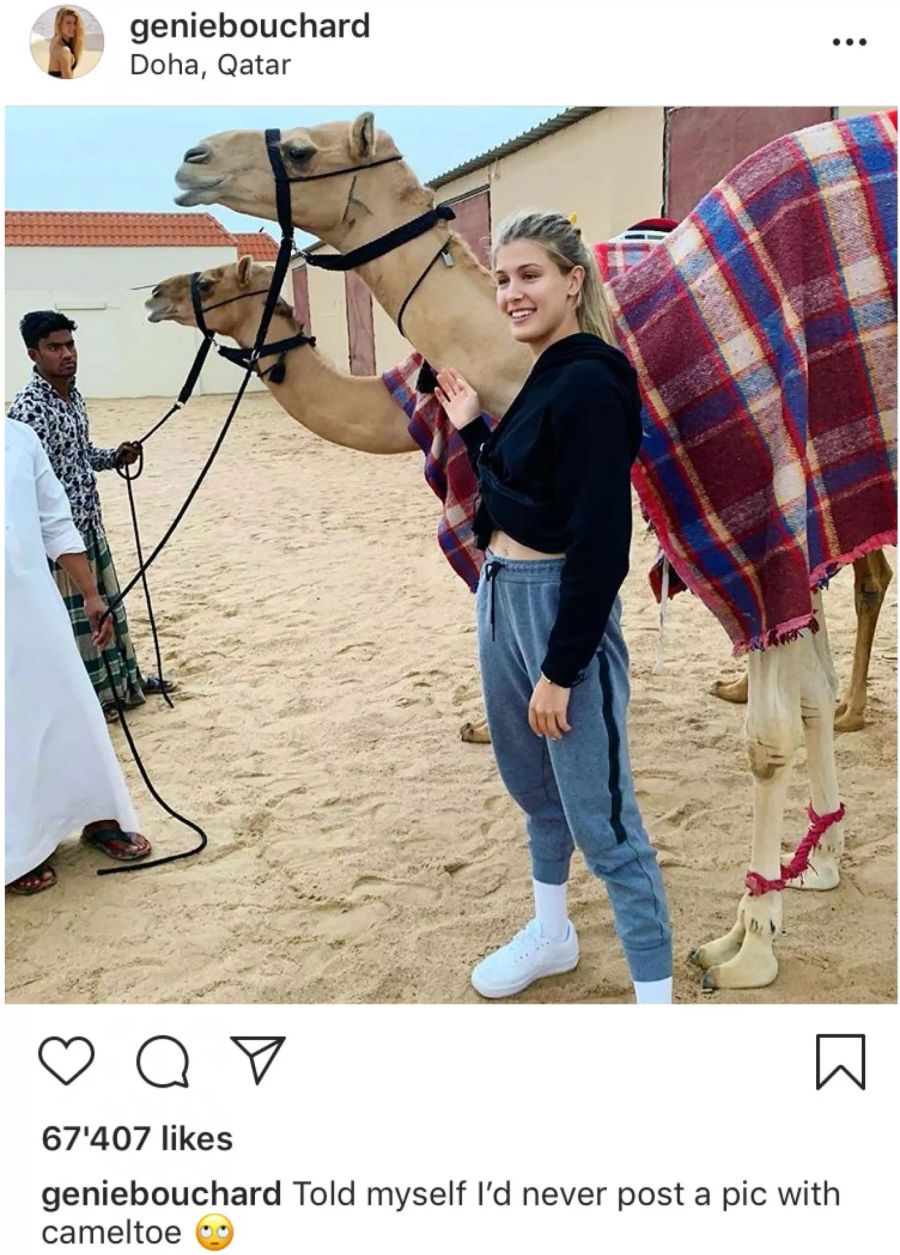 Eugenie Bouchard posiert auf Instagram mit einem Kamel.