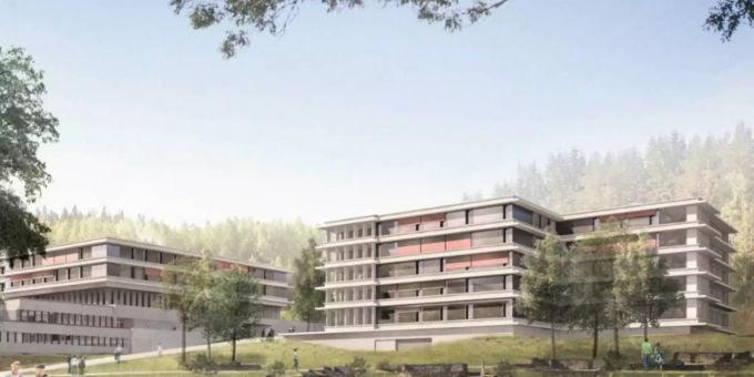 Der Neubau für die Psychiatrie Baselland umfasst neben drei Abteilungen mit je 24 Betten ein Ambulatorium, Arbeitsräume und ein Parking mit 35 Plätzen. Psychiatrie