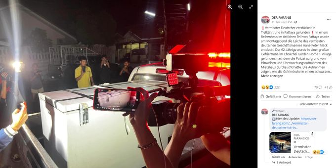 Leiche Pattaya Gefriertruhe Geschäftsmann