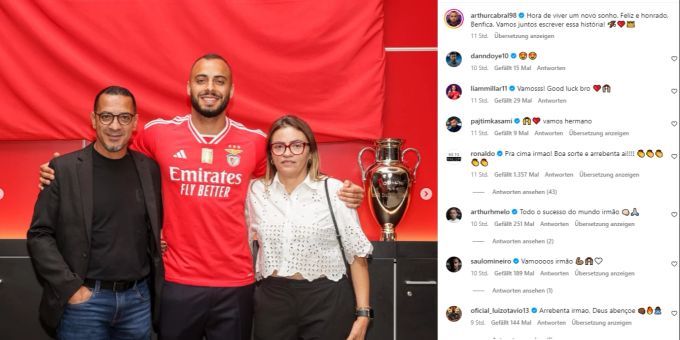 Arthur Cabral unterschreibt bei Benfica – viele seiner ehemaligen Kollegen gratulieren. Arthur Cabral FC Basel