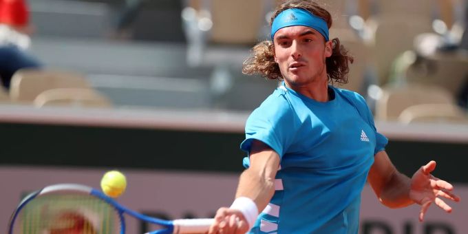 Stefanos Tsitsipas im Spiel gegen den Bolivianer Hugo Dellien an den French Open. Stefanos Tsitsipas