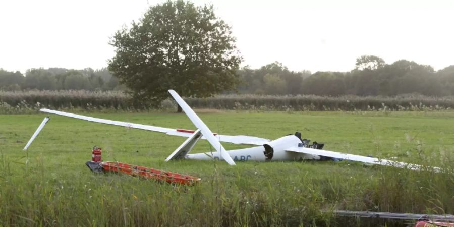 Abgestürztes Segelflugzeug