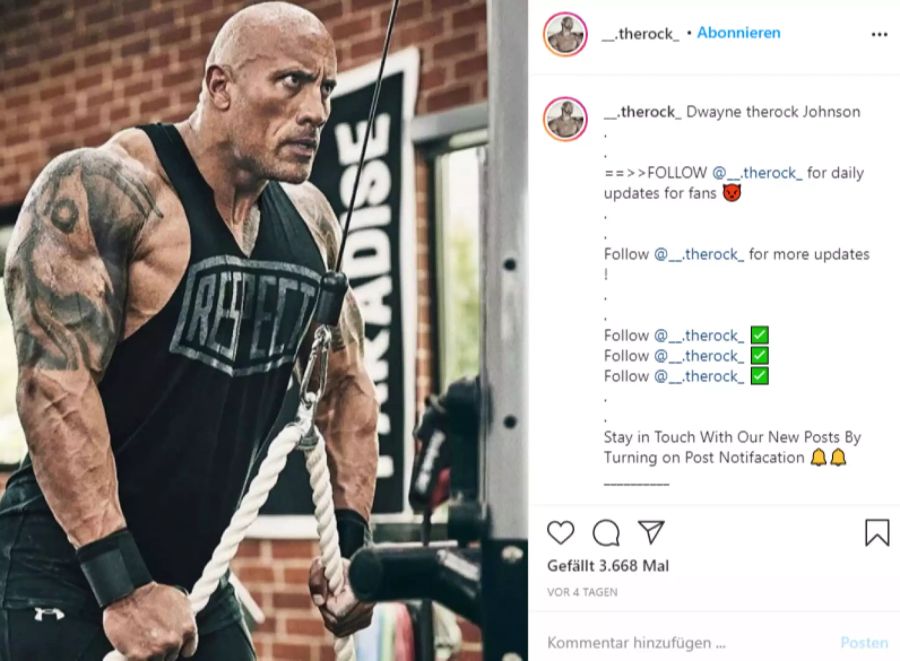 «The Rock» kassiert fast eine Million pro Insta-Post.