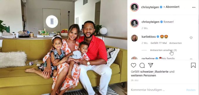 Chrissy Teigen, John Legend und ihre Kinder Luna und Miles. Chrissy Teigen John Legend