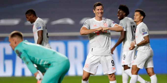 Grosse Freude bei den Bayern-Spielern: Die Münchner treffen im Champions-League-Halbfinal auf Lyon oder Manchester City. FC Barcelona Bayern München