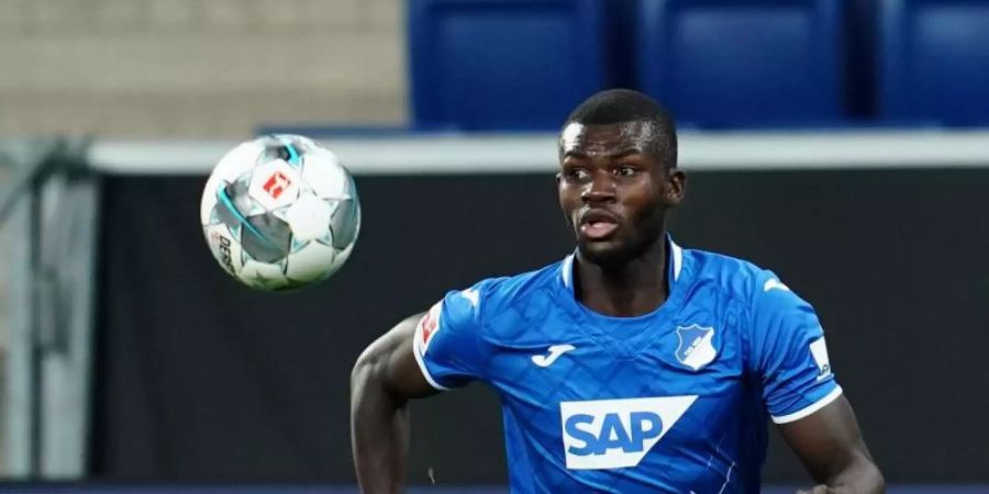 Hoffenheims Ihlas Bebou erzielte beim zweiten Test gegen Mainz das Siegtor. Foto: Uwe Anspach/dpa-Pool/dpa