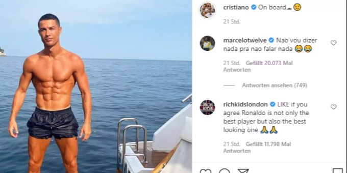 Ronaldo hält sich auf seiner Yacht fit. Ronaldo