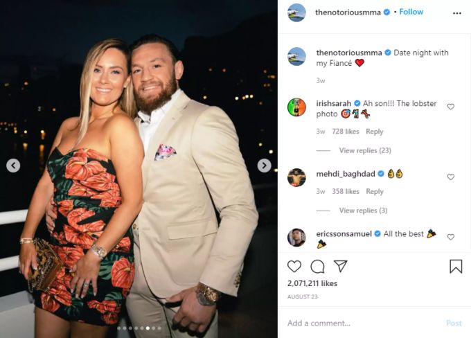 McGregor mit seiner Verlobten Dee Davlin. Conor McGregor