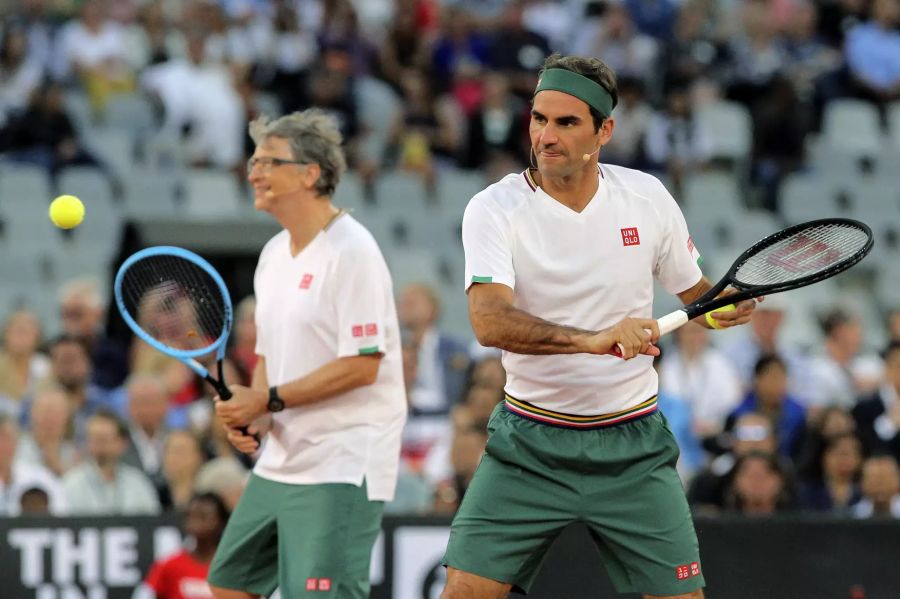 Bill Gates und Roger Federer beim Promi-Doppel.