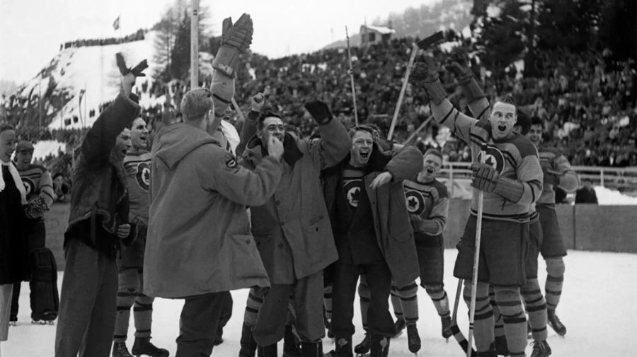 Die Spieler von Kanada errangen an der WM 1935 Gold.