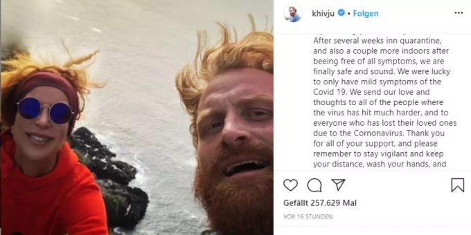 Der «Game of Thrones»-Star Kristofer Hivju und seine Frau gaben ihre Genesung com Coronavirus bekannt. game of thrones