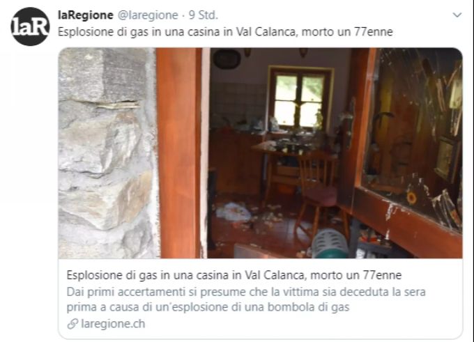 Tweet der Zeitung Regione zum Tod des ehemaligen Goalie-Trainers des FC Lugano Luigi Jori (†77). FC Lugano Jori