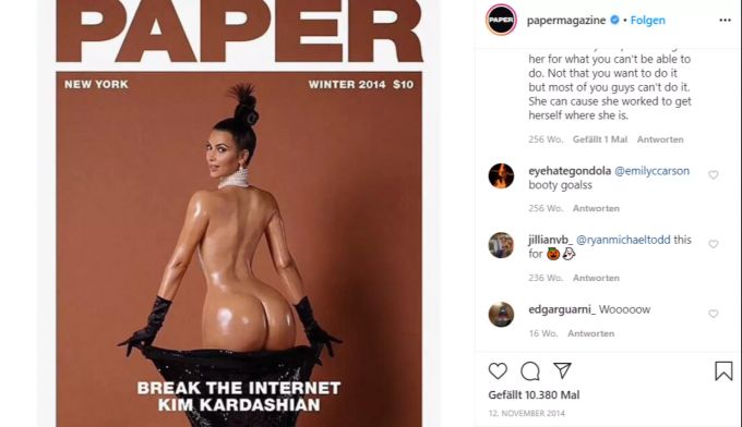 Kim Kardashians Cover für Paper Magazine aus dem Jahr 2014. kim kardashian