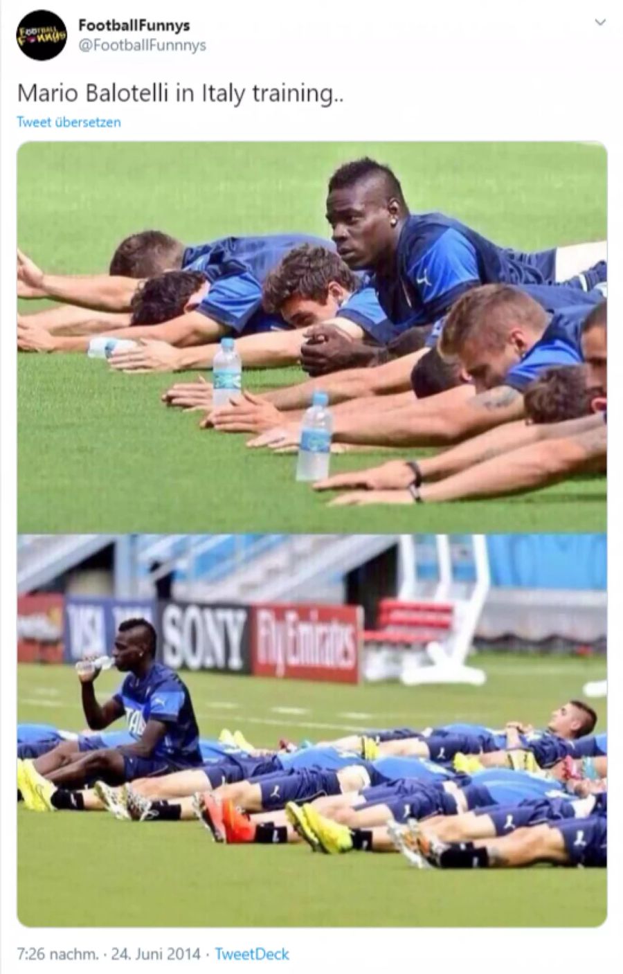 Mario Balotelli gönnt sich im Training eine Auszeit.