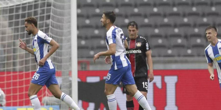 Matheus Cunha (l) brachte die Hertha in Führung. Foto: Michael Sohn/AP/POOL/dpa