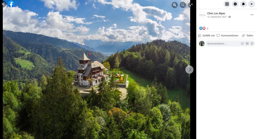 Die Klinik «Les Alpes» befindet sich über Montreux GE.