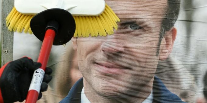 Wahlplakat mit Emmanuel Macron Wahlplakat mit Emmanuel Macron