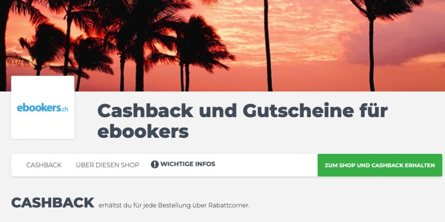 Schritt 2: Aktiviere den Cashback via Rabattcorner.ch