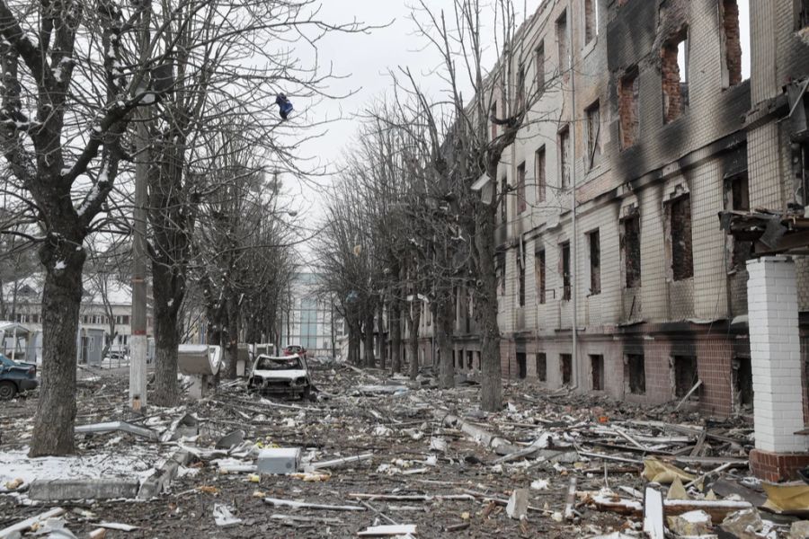 In der ukrainischen Hauptstadt wurden zahlreiche Häuser zerstört.